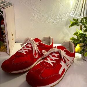 Vibrant Red Sneakers with White Details
